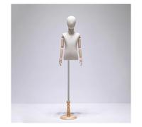 XPLKQXE Child Body Cloth Display Torso Mannequin, Kids Half Body Pinnable Dress Form, Torse Body With Adjustable Solid Wood Stand For Dress Display, Gender-Neutral(Wood color-D,8 years old)