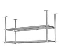 XPLKQXE Stainless Steel Ceiling Shelf, Hanging Industrial Ceiling Mount Storage Rack, Kitchen Wall Mounted Plant Stand/Wall Decor For Bar Cafe Kitchen(Silver-2lay,180x40x120cm)