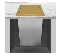 XPLKQXE Stainless Steel Square Buil-t-in Trash Can, Kitchen Cabinet Countertop Waste Bins With Lid, Embedded Dro-p-in Garbage Chute, Restaurant Office Home Hotel Office(Gold-A,160mm)
