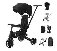 Xplor Kids Trike Foldable Compact Portable Tricycle Toddler With Parent Handles 8 in 1 Design Ages 10m - 5y | For Your Little One | (Xplor Ultimate, Black)