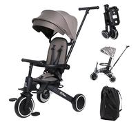 Xplor Kids Trike Foldable Compact Portable Tricycle Toddler With Parent Handles 8 in 1 Design Ages 10m - 5y | For Your Little One | (Xplor Plus, Grey)
