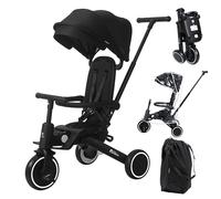 Xplor Kids Trike Foldable Compact Portable Tricycle Toddler With Parent Handles 8 in 1 Design Ages 10m - 5y | For Your Little One | (Xplor Plus, Black)