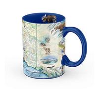 Xplorer Maps Alaska State Map Ceramic Mug (16oz) - BPA-Free Coffee Cup for Hot & Cold Drinks - Blue