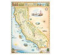Xplorer Maps California State Hand-Drawn Map Poster - Authentic 18x24 Inch Vintage-Style Wall Art - Lithographic Print with Soy-Based Inks - Made In USA - Earth Tones