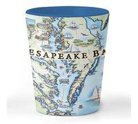 Xplorer Maps Chesapeake Bay Map Ceramic Shot Glass, BPA-Free - For Office, Home, Gift, Party - Durable and holds 1.5 oz Liquid