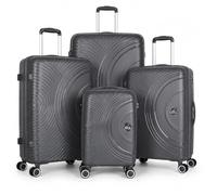 XPLR Lightweight Polypropylene Hard Shell Luggage - 8 Silent 360° Spinner Wheels with Built-in TSA Lock - 20”, 24”, 28” and XL 32” Size - 4 Pc Set - Grey