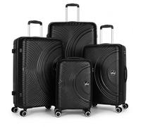 XPLR Lightweight Polypropylene Hard Shell Luggage - 8 Silent 360° Spinner Wheels with Built-in TSA Lock - 20”, 24”, 28” and XL 32” Size - 4 Pc Set - Black