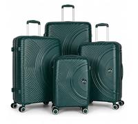 XPLR Lightweight Polypropylene Hard Shell Luggage - 8 Silent 360° Spinner Wheels with Built-in TSA Lock - 20”, 24”, 28” and XL 32” Size - 4 Pc Set - Green