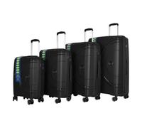 Xplr Polypropylene Hardshell 8 Wheeled Suitcase (Pack Of 4) Black (One Size)