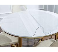 Xpnit Clear Table Cover Protector,Transparent Table Cloth PVC Plastic Waterproof Table Covers Wipe Clean for Dining Room Round Tables (120cm,Round Clear)