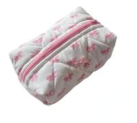 XPONNI Cute Quilted Bow Y2k Makeup Bag Coquette Small Pouch Preppy Floral Heart Cosmetic Bag Toiletry Organizer Bag, Color03