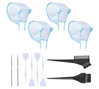 XPOOP 12pcs Hair Coloring Highlighting Cap, Hair Highlighting Kit, Highlight Cap, Hair Dye Brush, Hair Dye Comb Set, Disposable Highlighting Cap for Salon Home Use Hair Coloring Supplies (Blue)