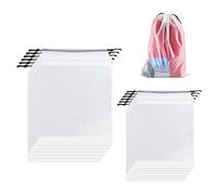 XPOOP 12Pcs Shoe Bags Dustproof Transparent Drawstring Shoe Bag Travel Dust Shoe Storage Bag Large Portable Clear Shoes Pouch Packing Organizer