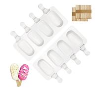 XPOOP 2 Pcs Cakesicles Silicone Mould, Mini Cake Lolly Mould, Ice Pop Cakesicle Moulds, DIY Ice Cream Stick, Ice Lolly Mould, Silicone Ice Cream Mould, Cakeciles Moulds with 100 Wooden Sticks