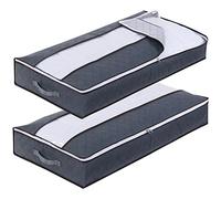 XPOOP 2 Pcs Underbed Storage Bags,Underbed Storage, Underbed Storage Box, Underbed Storage Bags with Zips Underbed Storage Boxes Organiser with Lid Dustproof Organizers for Quilt, Blanket
