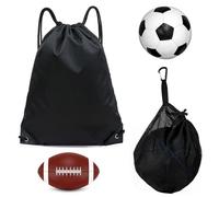 XPOOP 2 Pieces of Ball Bags, Sports Drawstring Bag, Waterproof Foldable Drawstring Training Bag Unisex, Foldable Ball Net, Single Ball Bag with Zipper Pocket, Drawstring Ball Storage Net Bag