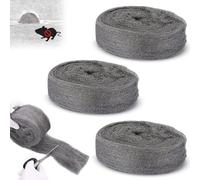 XPOOP 3 Roll Ultra Fine Steel Wool Against Mice, 3 Meter, Grey, Stainless Steel, 0000, Coarse Wire Wool, Rodent Control Gap Blocker, Rats, Mice, Pests, Insects