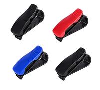 XPOOP 4 Pcs Car Glasses Holder, Glasses Holder for Car Sun Visor, Car Glasses Cases,Sunglasses Holder Clip Hanger Eyeglasses Mount with Ticket Card Clip (Black, Blue, Red)