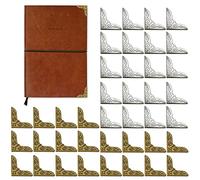 XPOOP 40 Pcs Vintage Bronze Book Corner Protectors Retro Metal Protection Corner Vintage Guard Edge Cover Corner Decorative Protector Notebook File Corner Decorative Accessory