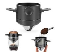 XPOOP Reusable Pour Over Coffee Maker Pour Over Coffee Filter One Cup Coffee Filter Stainless Steel Cone Coffee Dripper Filter 1-2 Cup Stainless Steel Drip Coffee Funnel Coffee Dripper