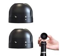 XPOOP Silicone Champagne Lock, Reusable Black Champagne Stopper,Vacuum Champagne Stopper for Red Wine Bottle&Champagne,Vacuum Stopper for Beer,2 Pieces