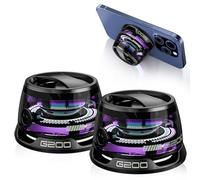 Xpoovv Magnetic Bluetooth Speaker with Multi-RGB Color Light and Phone Holder for Metal Surface Perfect Mini Speaker for Shower,Room,Bike,Car Outdoor Gifts for Teens (2 Pack Black)