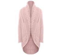 Xpose Ladies Women's Cable Knit Wool Open Long Sleeved Oversized Chunky Cardigan Shrug Cape Knitwear Outerwear Colours Available Charcoal Stone Black Silver Grey Wine Nude Khaki Cream Mustard (Nude)