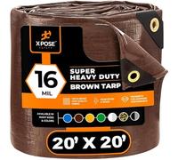 Xpose Safety 20' x 20' Super Heavy Duty 16 Mil Brown Poly Tarp