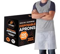 Xpose Safety Disposable White Poly Aprons 1 Box (100 Count)