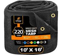 Xpose Safety Heavy Duty Mesh Tarp - 10’ x 16’ Multipurpose Black Protective Cover with Air Flow - Use for Tie Downs, Shade, Fences, Canopies, Dump Trucks - Tear Resistant