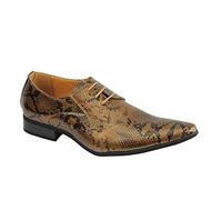 Xposed A1966H Mens Snakeskin Print Shiny Shoes Brown -46 EU 11.5 UK