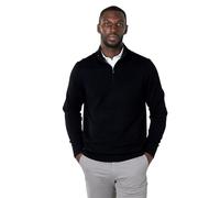 Xposed Black 100% Cotton Knit Zip Neck Jumper [JUMPER-02-BLACK-XL]