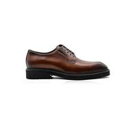 Xposed Brown Polished Leather Derby Shoes - Chisel Toe - Lug Sole [MA-OUR002-17-TAN, 9 UK / 43 EU]