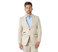 Xposed Calix â€“ Cream Wool Mix Herringbone Tailored Blazer [BLZ-SIN-Calix-Cream, UK/US 40, EU 50]