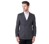 Xposed Calix â€“ Dark Grey Herringbone Tailored Double Breasted Blazer [BLZ-DB-Calix-DK.Grey, UK/US 48, EU 58]