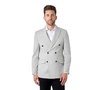 Xposed Calix â€“ Grey Herringbone Tailored Double Breasted Blazer [BLZ-DB-Calix-LT.Grey, UK/US 46, EU 56]