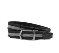 Xposed Casual Woven Stretch Belt Elasticated Braided Reversible Buckle 2 Side 35 mm Belts for Mens Women (Black Grey Stripe)