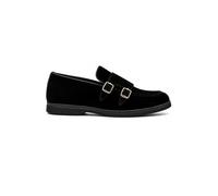 XPOSED Faux Suede Double Monk Strap Loafers in Black | Size: 11 XPOSED Black 11