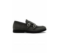 XPOSED Faux Suede Double Monk Strap Loafers in Grey | Size: 7 XPOSED Grey 7