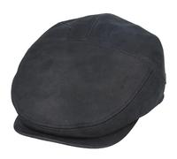 XPOSED Gladwin Bond London Menâ€™s Black 100% Leather Flat Cap Vintage Peak Hat [DL130BLK-BLACK-XL]