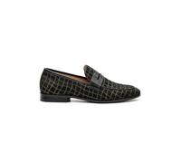 Xposed Handmade Patterned Textured Leather Penny Loafers Men's Slip On Formal Shoes[918-228-BLACK-44 EU, 10 UK]