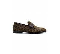 Xposed Handmade Patterned Textured Leather Penny Loafers Men's Slip On Formal Shoes[918-228-BROWN-43 EU, 9 UK]