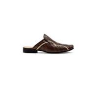 Xposed Handmade Real Leather Half Shoes Men's Closed Toe Slip On Mules[103-249-BROWN-46 EU, 11.5 UK]