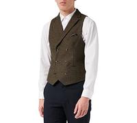 Xposed JAX Men’s Herringbone Double Breasted Collar Waistcoat Tailored Fit Waistcoat Retro 1920s Vest [CWDB-JAX-BROWN-42]