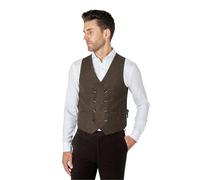 Xposed JAX Mens Herringbone Waistcoat Double Breasted Smart Retro Tailored Fit Waistcoat 1920s Vest [WDB-JAX-BROWN-52]