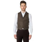 Xposed JAX Mens Herringbone Weave Waistcoat Classic Retro 1920s Collar Tailored Fit Vest [CWC-JAX-BROWN-42]