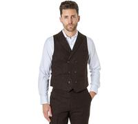 Xposed JIM Mens Classic Tweed Waistcoat Double Breasted with Collars Retro Tailored Fit [CWDB-JIM-COFFEE-44]