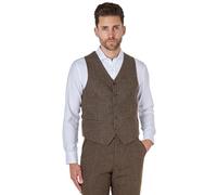 Xposed JIM Mens Tweed Waistcoat Retro Classic Tailored Fit Smart Formal 1920s Vintage Styled Vest [PWC-JIM-BROWN-44]