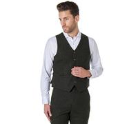 Xposed JIM Mens Tweed Waistcoat Retro Classic Tailored Fit Smart Formal 1920s Vintage Styled Vest [PWC-JIM-GREEN-40]