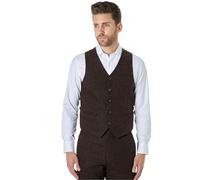 Xposed JIM Mens Tweed Waistcoat Retro Classic Tailored Fit Smart Formal 1920s Vintage Styled Vest [PWC-JIM-COFFEE-40]